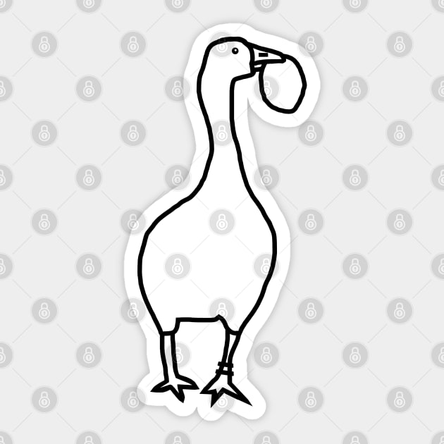 Goose Steals Easter Egg Minimal Line Drawing Sticker by ellenhenryart